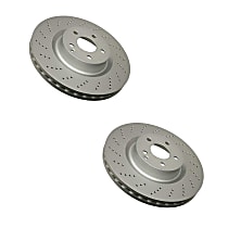 SET-AEC0004211412-2 Front, Driver and Passenger Side Brake Disc, Cross-Drilled