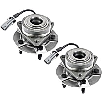 Front, Driver and Passenger Side Wheel Hub, 5 Lugs, With Bearing, With Sensor