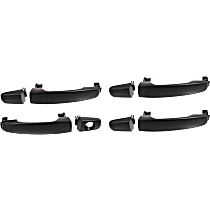 Front and Rear, Driver and Passenger Side Exterior Door Handles, Textured Black, Front Driver Side - With Key Hole; Front Passenger Side and Rear Driver and Passenger Side - Without Key Hole