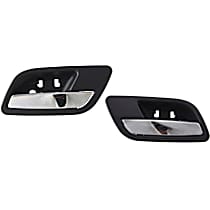Rear, Driver and Passenger Side Chrome Lever with Black Bezel Interior Door Handle, Without Door Lock Hole
