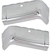 Rear, Driver and Passenger Side Bumper End, Chrome Steel