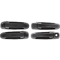 Front and Rear, Driver and Passenger Side Exterior Door Handles, Smooth Black, Front Driver Side - With Key Hole; Front Passenger Side - Without Key Hole; Rear - Without Key Hole