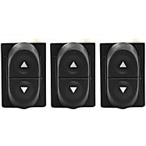 Front and Rear, Driver and Passenger Side Window Switch, Black, 1 Button