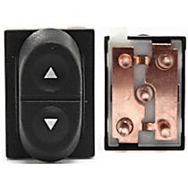Front, Driver and Passenger Side Window Switch, Black, 1 Button