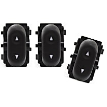 Front and Rear Window Switches, Black, 1-Button