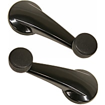 Window Crank - Front or Rear, Driver and Passenger Side, Smooth Black, Direct Fit, Set of 2