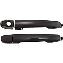 Front, Driver and Passenger Side Exterior Door Handles, Smooth Black, Driver Side - With Key Hole; Passenger Side - Without Key Hole