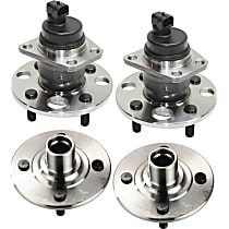 Front and Rear, Driver and Passenger Side Wheel Hub, 4-Wheel ABS, 4 Lugs, With Bearing
