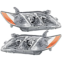 Driver and Passenger Side Headlights, Without bulb(s), Halogen, OE comparable, Sedan, USA Built Vehicle