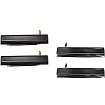 Front and Rear, Driver and Passenger Side Smooth Black Exterior Door Handle, Without Key Hole