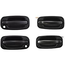 Front and Rear, Driver and Passenger Side Exterior Door Handles, Textured Black, Front - with Key Hole, Rear - without Key Hole