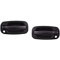 Front, Driver and Passenger Side Exterior Door Handles, Textured Black Bezel with Textured Black Lever, with Key Hole
