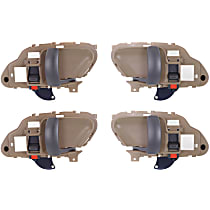Front and Rear, Driver and Passenger Side Interior Door Handles, Beige bezel with primed lever, With door lock button