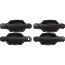 Front and Rear, Driver and Passenger Side Exterior Door Handles, Textured Black, Front Driver Side - With Key Hole; Front Passenger Side - Without Key Hole; Rear - Without Key Hole