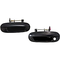 Front, Driver and Passenger Side Exterior Door Handles, Smooth Black, Driver Side - With Key Hole; Passenger Side - Without Key Hole