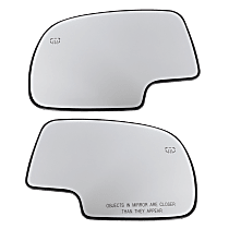 Driver and Passenger Side Mirror Glass, Heated, Non-Towing, Without Turn Signal Light, Blind Spot Detection, With Backing Plate