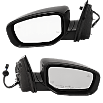 Driver and Passenger Side Mirrors, Power, Manual Folding, Heated, Paintable, In-housing Signal Light, No Memory, With Puddle Light, No Auto-Dimming, With Blind Spot Detection in Glass