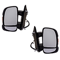 Driver and Passenger Side Mirror, Power Adjust, Heated, Textured Black, Power Folding, In-housing Signal Light, No Blind Spot Feature, No Memory, No Puddle Light, No Auto-Dimming