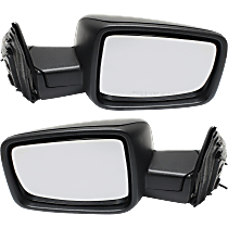 Driver and Passenger Side Mirrors, Manual Adjust, Non-Heated, Textured Black, Manual Folding, No Signal Light, No Blind Spot Feature, No Memory, No Puddle Light, No Auto-Dimming, Left - With temperature sensor; Right - Without temperature sensor