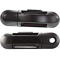 Front, Driver and Passenger Side Smooth Black Exterior Door Handle, Driver Side - With Key Hole; Passenger Side - Without Key Hole