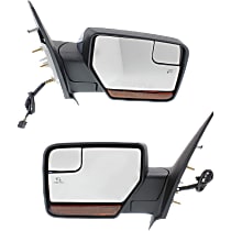 Driver and Passenger Side Mirror, Non-Towing, Power, Power Folding, Heated, Chrome, In-housing Signal Light, With memory, With Puddle Light, Without Auto-Dimming, With Blind Spot Glass