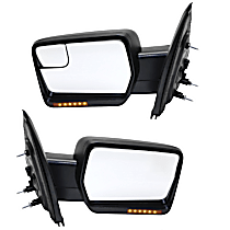 Driver and Passenger Side Non-Towing Mirrors, Power, Manual Folding, Heated, Textured Black, In-housing Signal Light, Without memory, Without Puddle Light, Without Auto-Dimming