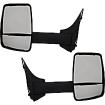 Driver and Passenger Side Towing Mirrors, Manual Adjust, Non-Heated, Textured Black, Manual Folding, No Signal Light, No Puddle Light, Single Arm, Fits Configurations with 4-Bolt Mirror Only