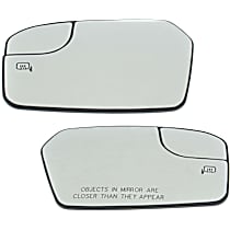 Driver and Passenger Side Mirror Glass, Heated, With Blind Spot Glass, With backing plate; With built-in blind spot glass, For Models No Blind Spot Information System, Includes (2) Mirror Glasses