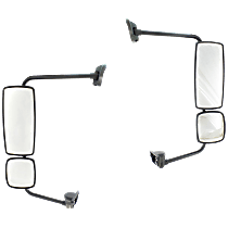Driver and Passenger Side Mirror, Manual Adjust, Non-Heated, Paintable, Manual Folding, No Signal Light, No Blind Spot Feature, No Memory, No Puddle Light, No Auto-Dimming, Straight Truck - Low Tilt