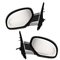 Driver and Passenger Side Mirrors, Power, Power Folding, Heated, Paintable, In-glass Signal Light, With memory, With Puddle Light, Without Auto-Dimming, Without Blind Spot Feature, Chrome Cap