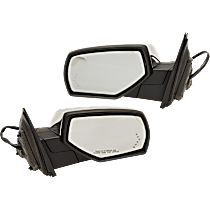 Driver and Passenger Side Mirror, Power Adjust, Heated, Power Folding, With 1 Chrome and 1 Paintable Cap, In-glass Signal Light, With Memory, With Puddle Light, No Auto-Dimming