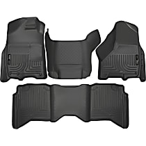 SET-H2199001-4 Weatherbeater Series Black Floor Mats, Front, Second Row and Center Hump