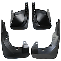 Front and Rear, Driver and Passenger Side Mud Flaps, Black, Plastic