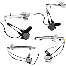 Front and Rear, Driver and Passenger Side Power Window Regulator, With Motor