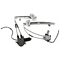Front and Rear, Driver Side Power Window Regulator, With Motor