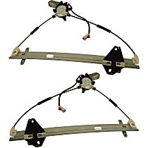Front, Driver and Passenger Side Power Window Regulator, With Motor