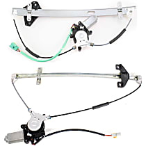 Front and Rear, Driver Side Power Window Regulator, With Motor