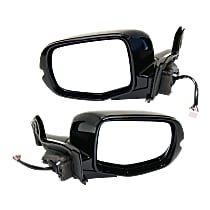 Driver and Passenger Side Mirror, Power, Heated, Manual Folding, Paintable, In-housing Signal Light, With Memory, No Puddle Light, No Auto-Dimming, No Blind Spot Feature