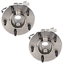 Front, Driver and Passenger Side Wheel Hub, 5 Lugs, With Bearing, With Sensor