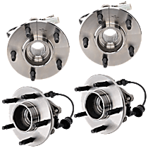 Front and Rear, Driver and Passenger Side Wheel Hub, 5 Lugs, With Bearing, With Sensor