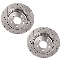 Rear Brake Disc, Cross-drilled and Slotted, Solid, 5 Lugs, 299.97 mm