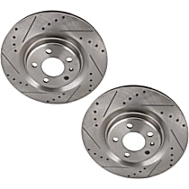Rear Brake Disc, Cross-drilled and Slotted, Vented, 5 Lugs 329.95 mm