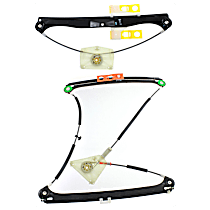 Front and Rear, Passenger Side Power Window Regulator, Without Motor