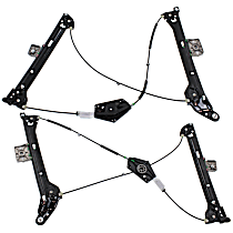 Front, Driver and Passenger Side Power Window Regulator, Without Motor, 2-Door, Coupe