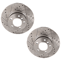Front Brake Disc, Cross-drilled and Slotted, Vented, 5 Lugs, 312 mm, 2.5L 6Cyl