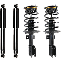 Front and Rear, Driver and Passenger Side Shock and Fully Loaded Strut, FWD, Front Wheel Drive
