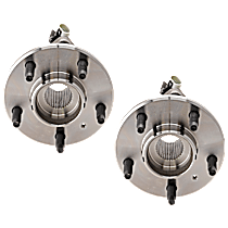 Front, Driver and Passenger Side Wheel Hub, Replacement for Part # 513121 or 513187, 5 Lugs, With Bearing, With Sensor