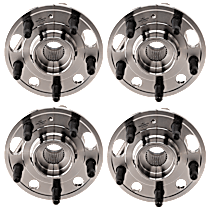 Front and Rear, Driver and Passenger Side Wheel Hub, 5 Lugs, With Bearing, AWD