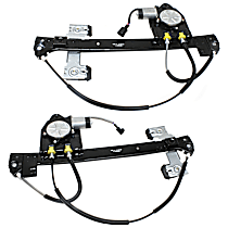 Rear, Driver and Passenger Side Power Window Regulator, With Motor