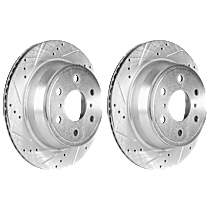 Rear Brake Disc, Cross-drilled and Slotted, Vented, 6 Lugs, 344.93 mm